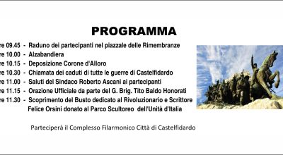 Giornata dell’Unità nazionale e delle Forze Armate: inaugurazione del busto a Felice Orsini
